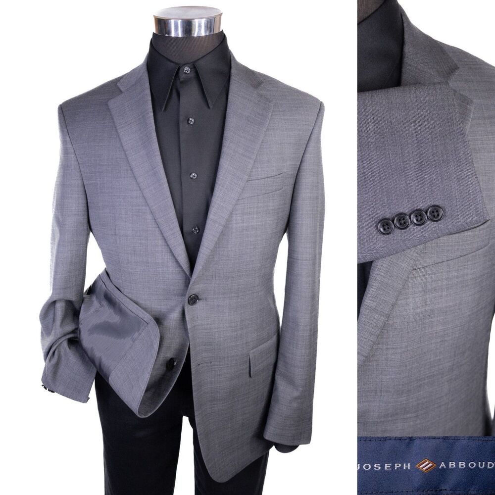 Joseph Abboud LENOX Stretch Wool Blazer Sport Coat Sz 40R Two Button Gray Jacket